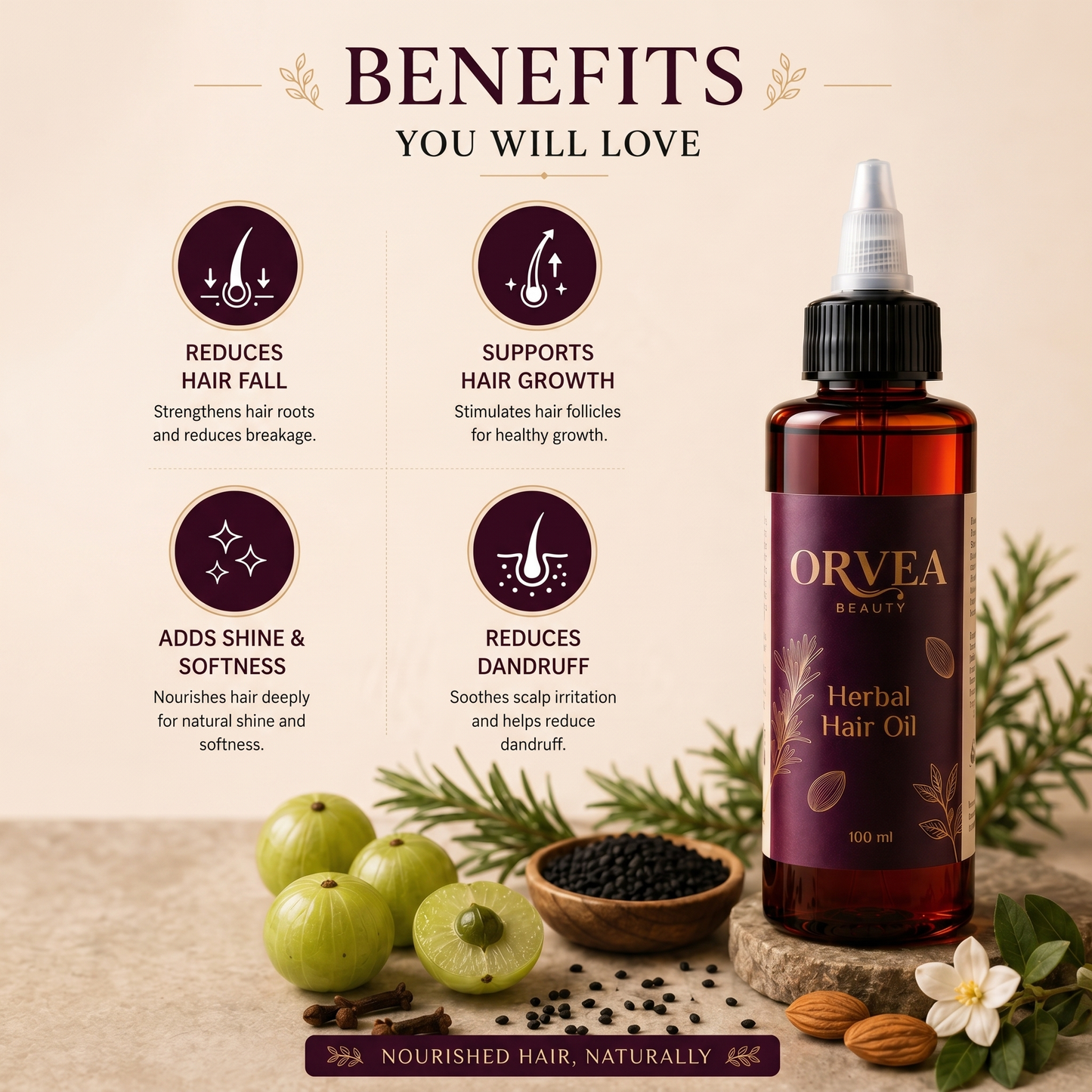 Natural Hair Oil By orvea Beauty